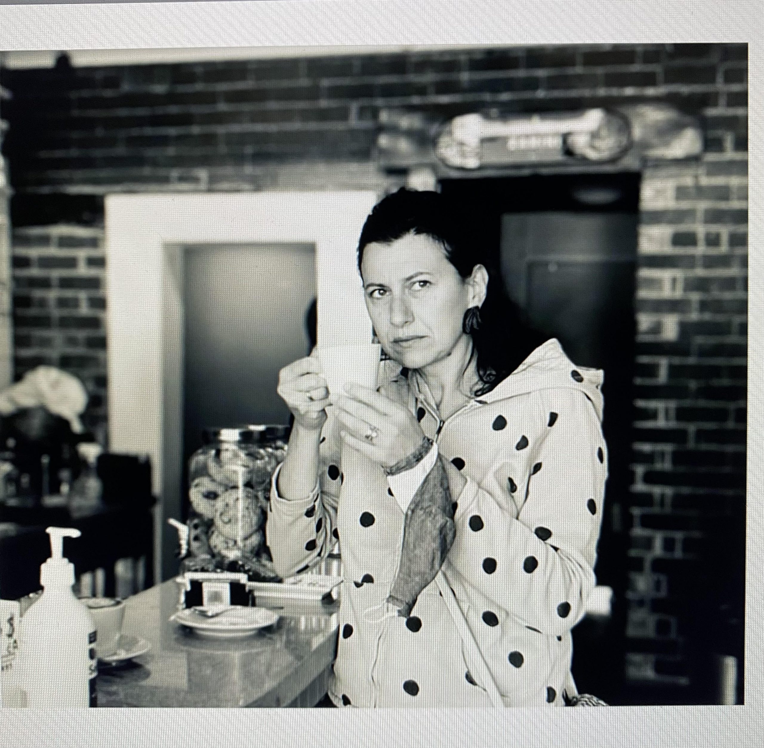 Woman drinks coffee